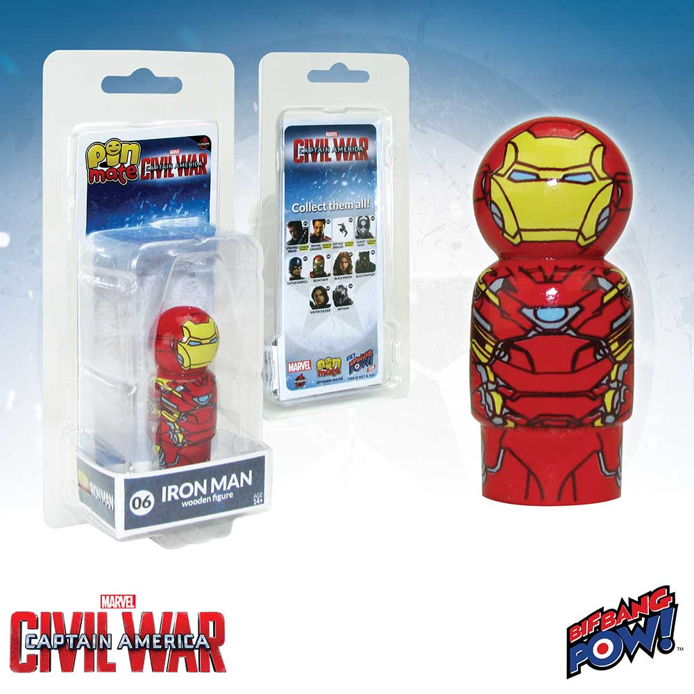 Marvel Captain America Civil War Iron Man Masked Pin Mate Wooden Figure