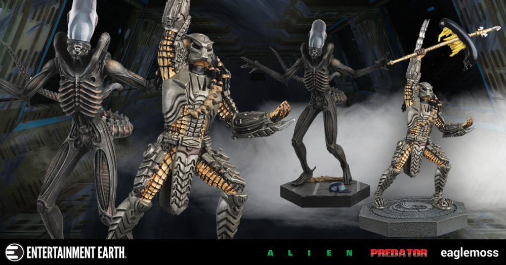 Eagle Moss Alien and Predator Statues