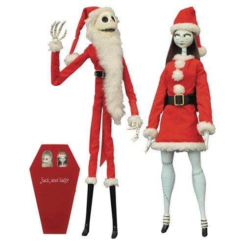Nightmare Before Christmas Santa Jack and Sally Coffin Doll Set